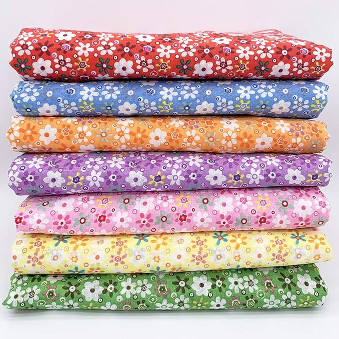 7 pcs 20" x 20" Cotton Fabric DIY Making Supplies Quilting Patchwork Fabric Fat Quarter Bundles DIY for Quilting Cotton Patchwork Cushions (Color Mixing, 20" x 20")
