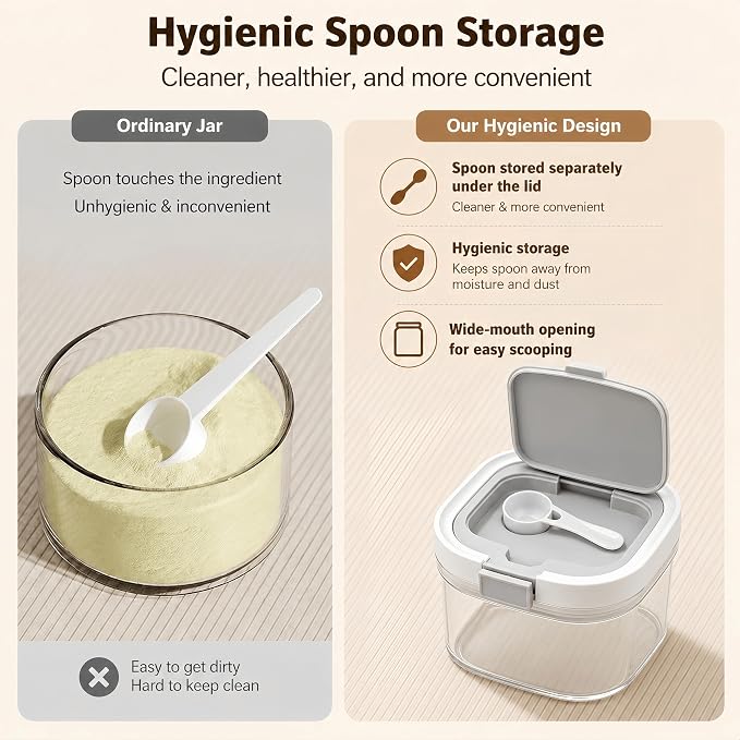Airtight Brown Sugar Container with Spoon - 27 Fl Oz (800ml) Clear Storage Jar for Pantry - BPA-Free AS Material Perfect for Ground Coffee (Holds 12 oz Weight), Beans, Flour & Tea