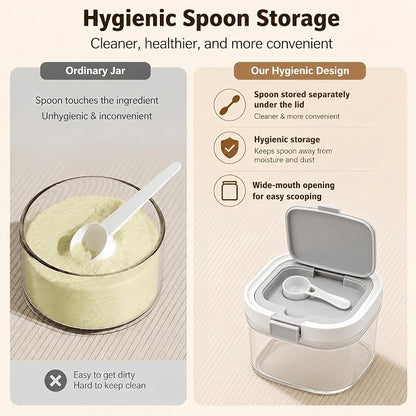 Airtight Brown Sugar Container with Spoon - 27 Fl Oz (800ml) Clear Storage Jar for Pantry - BPA-Free AS Material Perfect for Ground Coffee (Holds 12 oz Weight), Beans, Flour & Tea