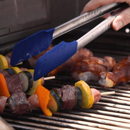 GIR: Get It Right Premium Stainless Steel Locking Tongs - Non-Stick Heat Resistant Silicone and Nylon Tip Food Tongs Perfect For Cooking and Grilling - Ultimate - 13 IN, Slate