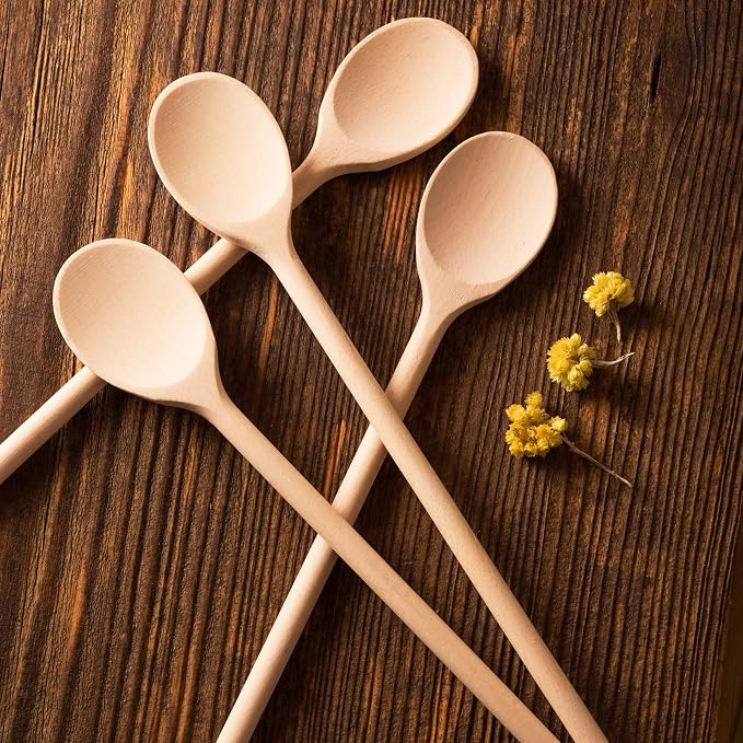 12 Inch Wooden Spoons for Cooking - Set of 12 Premium Wood Utensil Set - Durable Wooden Spoons for Culinary Needs - Ideal Kitchen Essentials