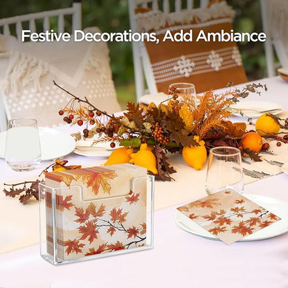 HBlife Acrylic Paper Napkin Holder for Kitchen - Clear Waterproof Vertical Stand, for 5"x5" Disposable Cocktail Paper Dispenser, Modern Square Table Tray for Dinner, Hotel, Restaurant, Bar, Party