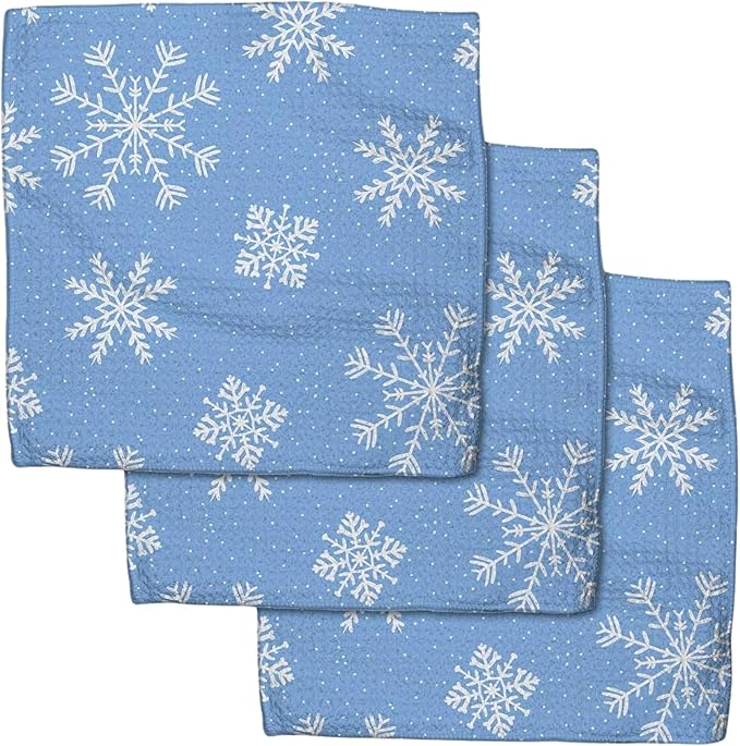 GEOMETRY Holiday Kitchen Dish Cloths - Quick Dry Dishcloths for Kitchen - Premium Dish Rags with Geoweave - 3-Pieces (Frosty, 10"x10")