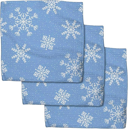 GEOMETRY Holiday Kitchen Dish Cloths - Quick Dry Dishcloths for Kitchen - Premium Dish Rags with Geoweave - 3-Pieces (Frosty, 10"x10")