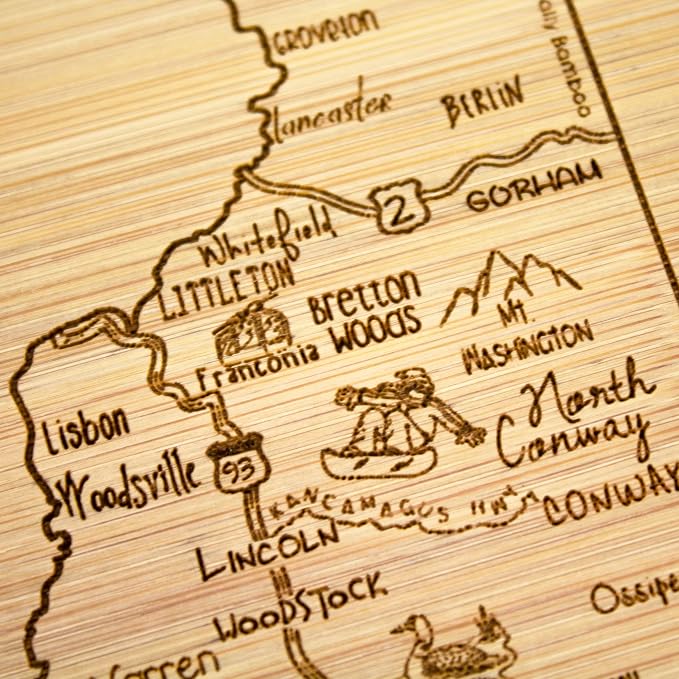 Totally Bamboo A Slice of Life New Hampshire State Serving and Cutting Board, 11" x 8.75"