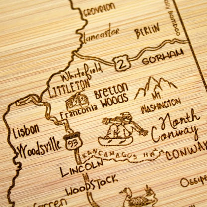 Totally Bamboo A Slice of Life New Hampshire State Serving and Cutting Board, 11" x 8.75"