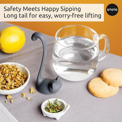 OTOTO Louie Cat Tea Infuser - Cats Loose Leaf Steeper & Diffuser, Tea Strainer Accessories, Cute Gifts for Cat Lovers, White Elephant Gifts, Cute Kitchen Accessories