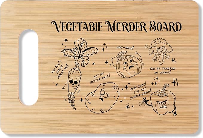 Funny Bamboo Cutting Board Gift, Funny Vegetable Murder Board Farmhouse Home Kitchen Decor, Thanksgiving Gifts Ideas For Friends Sisters Coworkers -10