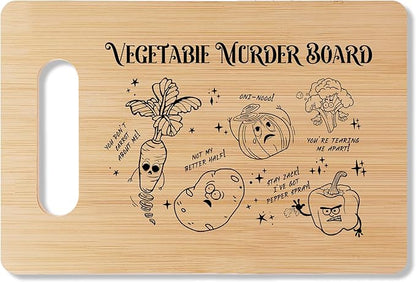 Funny Bamboo Cutting Board Gift, Funny Vegetable Murder Board Farmhouse Home Kitchen Decor, Thanksgiving Gifts Ideas For Friends Sisters Coworkers -10