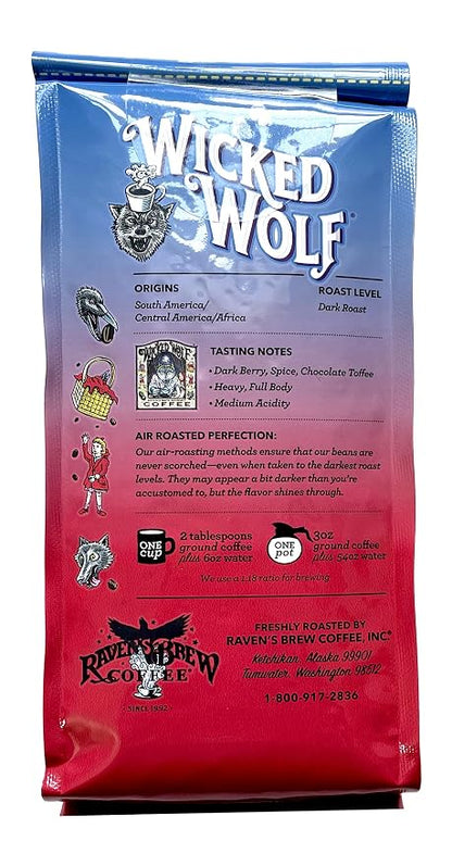 Raven's Brew Coffee Full Bodied Coffee Dark Roast Whole Bean - Wicked Wolf 12oz