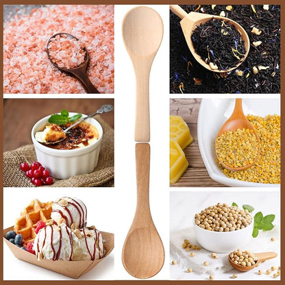 Boao 100 Pcs Small Wooden Spoons, 3.5'' L, Mini Wood Natural Tiny Spoons Wooden Little Teaspoons for Jars Sugar Creamer Honey Spices Salt Kitchen Supplies (Multiple Color)