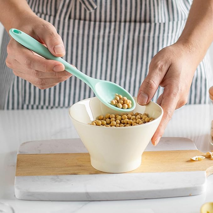 2 Pcs Mini Silicone Spoons, 8 Inch Mixing Spoons for Drinking Soup Dipping Sauce Baking Stirring Mixing Tools. This is a Mini Size,Notice,Dear Buyers Please Mind the Size when Purchasing(Yellow Green)