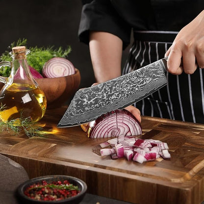 Wakoli EDIB Pro Premium Grill and Block Knife – Japanese Style Kitchen Knife | 7.9-Inch Blade Made of 67 Layers of Real Big Master Steel with Pakka Wood Handle | Professional Cooking Tool