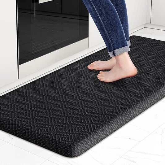 Mattitude Kitchen Mat Cushioned Anti-Fatigue Floor Mat Water Resistant Non-Slip Mats and Rugs Standing and Comfort Desk Mats for House Sink Office Laundry (Black, 17.3"x39")