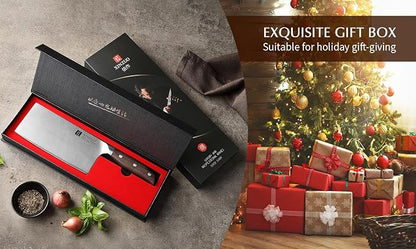 XINZUO Meat Cleaver Knife, 7 Inches German Stainless Steel Chef Cleaver Knife,Vegetable Meat Cleaver,Multifunction Chopper Butcher Knife,Chinese Chef Knife, Ultra Sharp, Red Sandalwood Handle