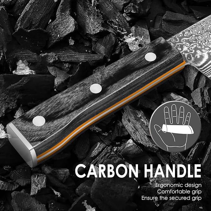 Damascus Chef Knife 8 Inch, Professional Japanese VG10 Damascus Steel Super Sharp Cooking Knife, G10 Ergonomic Color Wooden Handle with Luxury Gift Box