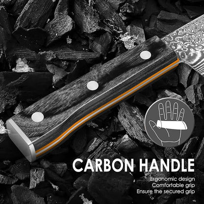 Damascus Chef Knife 8 Inch, Professional Japanese VG10 Damascus Steel Super Sharp Cooking Knife, G10 Ergonomic Color Wooden Handle with Luxury Gift Box