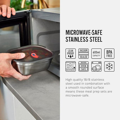 BLACK + BLUM Microwavable Stainless Steel Lunch Box | Multi-Function, Vacuum Sealed Container for Healthy Food | Portable and Stackable Food Storage for Office and Outdoor | 40 oz / 1200 ml