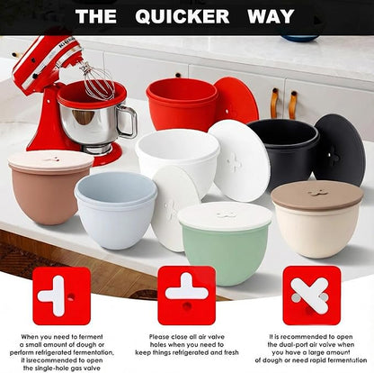 Silicone Bowl Liner with Lid for KitchenAid 4.5-Qt Tilt-Head Bowls Only, 2mm Extra-Thick Premium Silicone, Built-In Air Vent for Dough Proofing, Dishwasher Safe, BPA-Free