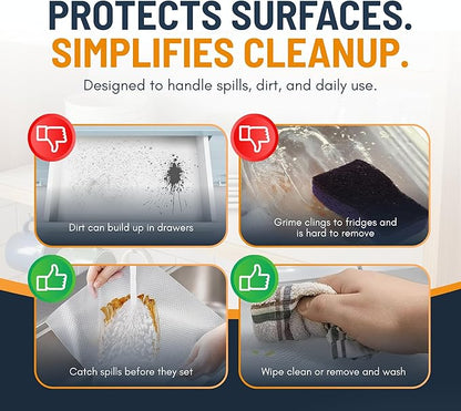 Shelf Liner Drawer Liner for Kitchen Cabinets Non-Adhesive by Linda’s Essentials (17.7 x 120 Inches) - Non-Slip Easy Clean Kitchen Cabinet and Cupboard Protector, Waterproof Mat, Clear Roll