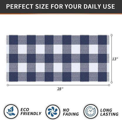 Homaxy 100% Cotton Waffle Weave Check Plaid Kitchen Towels, 13 x 28 Inches, Super Soft and Absorbent Dish Towels for Drying Dishes, 4-Pack, White & Navy Blue