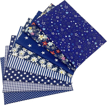 aufodata 8 Pieces 19.6" x 19.6" (50cm x 50cm) Cotton Fabric Squares Quilting Patchwork Floral Pattern Precut Fabric for DIY Quilting Sewing Crafting Artcraft (Navy Blue)