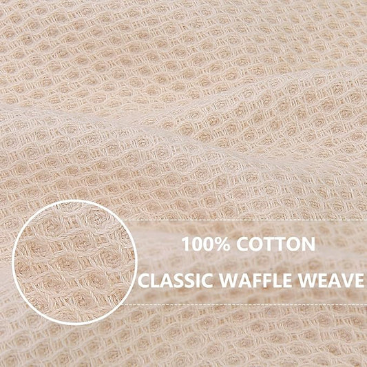 Homaxy 100% Cotton Waffle Weave Kitchen Dish Cloths, Ultra Soft Absorbent Quick Drying Dish Towels, 12 x 12 Inches, 18-Pack, Beige