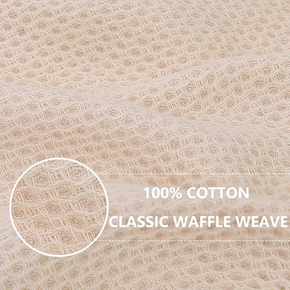 Homaxy 100% Cotton Waffle Weave Kitchen Dish Towels, Ultra Soft Absorbent Quick Drying Cleaning Towel, 13 x 28 Inches, 18-Pack, Beige
