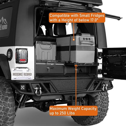 Hooke Road JK JL Trunk Drawer System w/Fridge Slide Mount for 2007-2026 Jeep Wrangler JK JL 4-Door, Tailgate Lockable Tool Box Cargo Storage Organizer