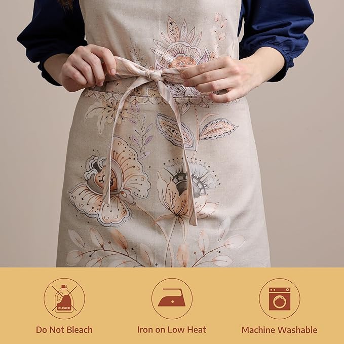 Maison d' Hermine 100% Cotton Apron for women with Pocket Kitchen Chef Apron for Men Cooking Spring Summer