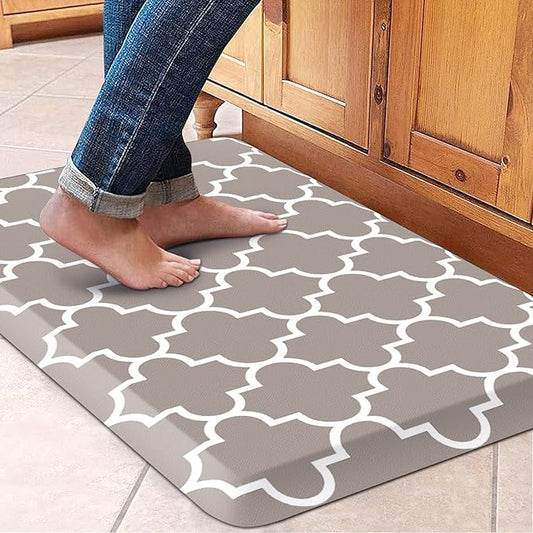 WISELIFE Kitchen Runner Rugs Anti-Fatigue mats - 4/5 Inch Non Slip Waterproof Ergonomic Comfort Mat for Kitchen, Floor Home, Office, Sink, Laundry (17.3"x 28",Khaki)
