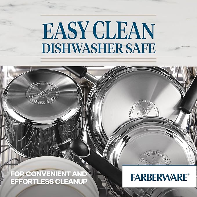 Farberware Brilliance Dutch Oven Pot with Lid, 5 Quart, Stainless Steel