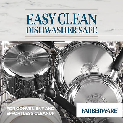 Farberware Brilliance Dutch Oven Pot with Lid, 5 Quart, Stainless Steel
