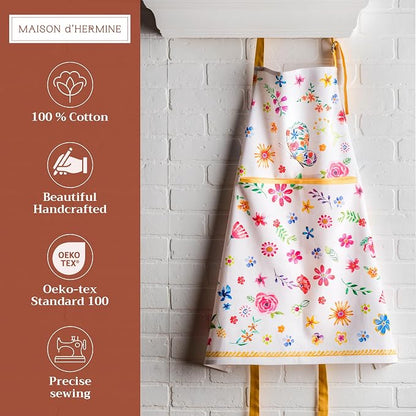 Maison d' Hermine 100% Cotton Apron for women with Pocket Kitchen Chef Apron for Men Cooking Spring Summer