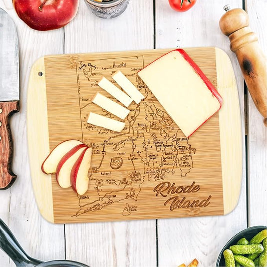 Totally Bamboo A Slice of Life Rhode Island State Serving and Cutting Board, 11" x 8.75"