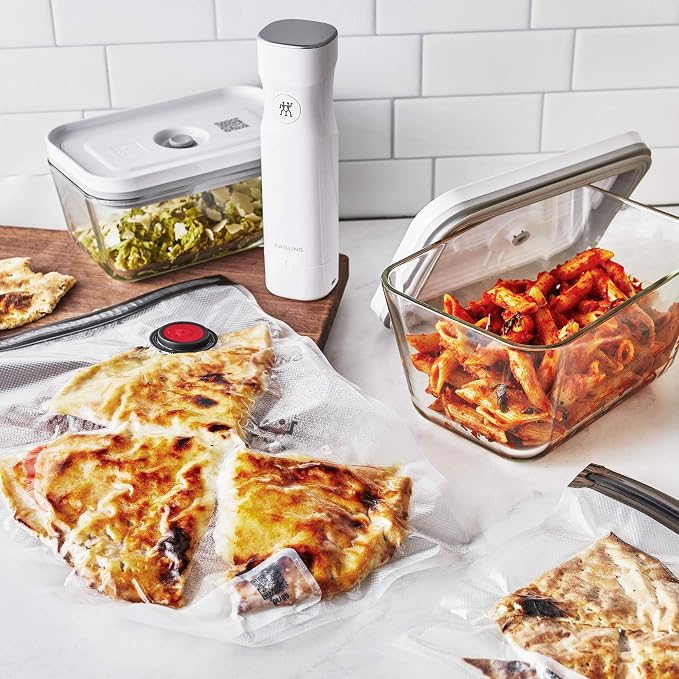 ZWILLING Fresh & Save 7-pc Vacuum Sealer Machine Starter Set, Sous Vide Bags, Meal prep, Airtight Food Storage Containers Glass
