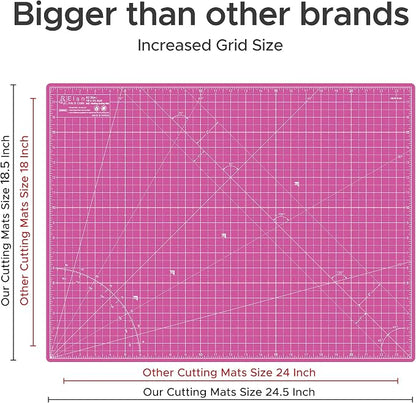 Elan Cutting Mat A2 Pink & Purple, Self Healing Cutting Mat 18x24 Inch, 5-Ply Craft Board Pink, Hobby Board for Crafts 18x24 Inch