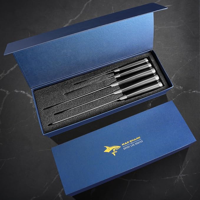 MAD SHARK Kitchen Knife Set 5 Piece,Chef Knife Set with Ergonomic Handle, Professional Ultra Sharp Kitchen Knives for High Carbon Stainless Steel Knives Set, Cooking Knives Sets with Gift Box
