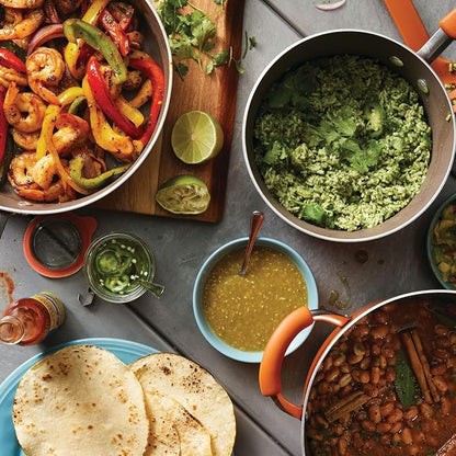 Rachael Ray Cucina Nonstick Cookware, Pumpkin Orange Pots and Pans Set, 12-Piece