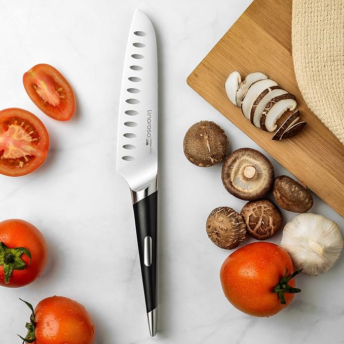 Linoroso Santoku Knife - Ultra Sharp German High-Carbon Stainless Steel, 6 inch - Mako Series with Exquisite In-Drawer Knife Block