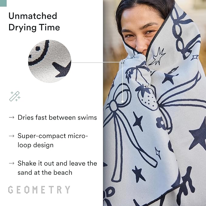 GEOMETRY Micro-Loop Beach Towel – Spring & Summer Collection – Quick-Dry, Sand-Resistant, Ultra-Absorbent Compact Towel for Beach & Travel (Abstract Life)