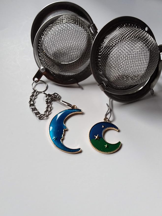 Tea Infusers for Loose Leaves with Blue Moon Charms Set of 2