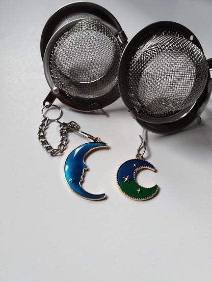 Tea Infusers for Loose Leaves with Blue Moon Charms Set of 2