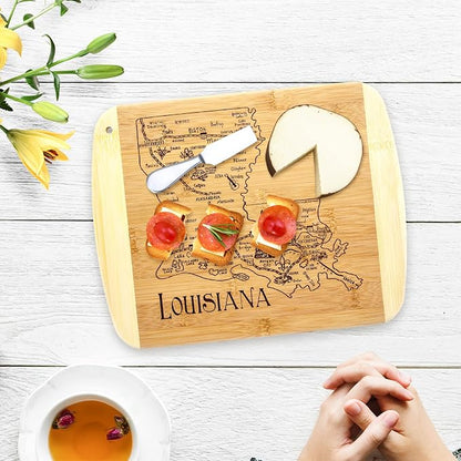 Totally Bamboo A Slice of Life Louisiana State Serving and Cutting Board, 11" x 8.75"
