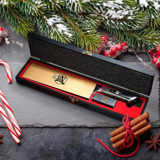 MITSUMOTO SAKARI Paring Chef Knife 4 inch - 67-Layer AUS-10 Damascus Steel, Hand Forged Japanese Fruit Knives, PakkaWood Handle & Sandalwood Box