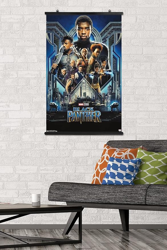 Trends International Marvel Cinematic Universe - Black Panther - Group One Sheet Wall Poster, 22.375" x 34", Premium Poster & Clip Bundle