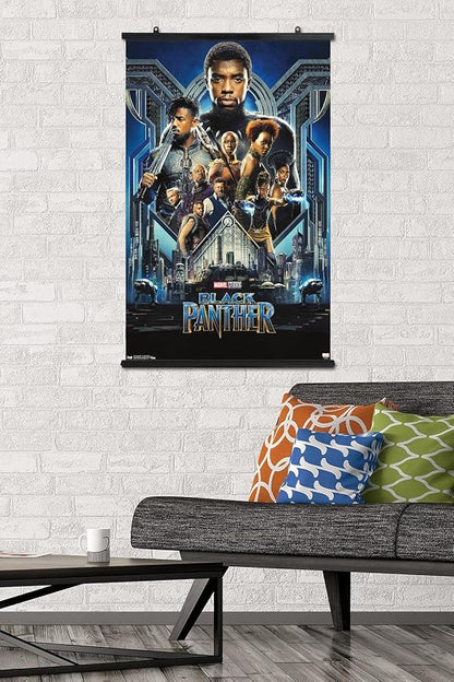 Trends International Marvel Cinematic Universe - Black Panther - Group One Sheet Wall Poster, 22.375" x 34", Premium Poster & Clip Bundle