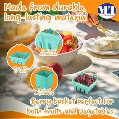 MT Products Green Berry Basket 1/2 Pint - Molded Pulp Fiber Vented Produce Basket (Pack of 600) - Made in the USA