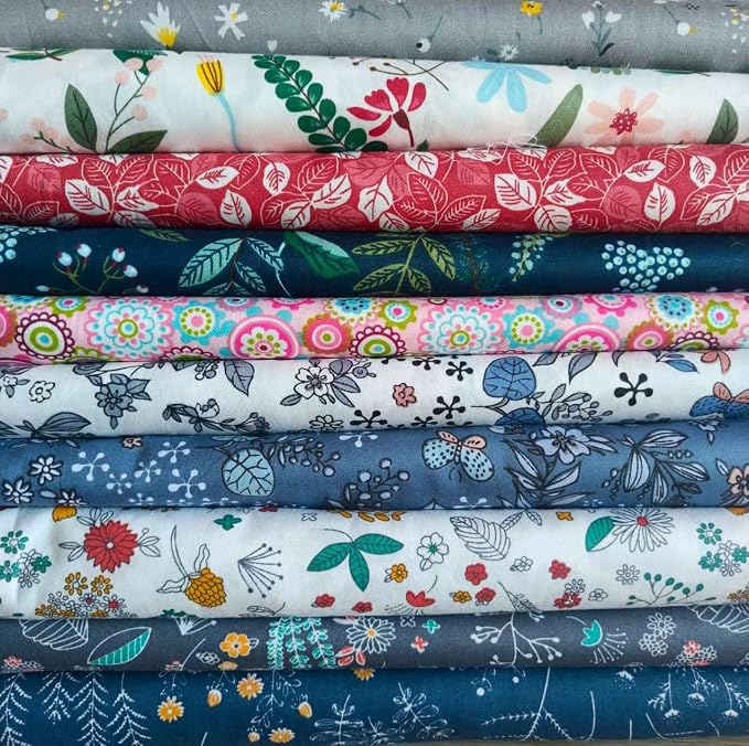 7Pcs 20" x 20" Cotton Fabric DIY Making Supplies Quilting Patchwork Fabric Fat Quarter Bundles DIY for Quilting Cotton Patchwork Cushions (10pcs Dark Mix, 20 x 20 inches)