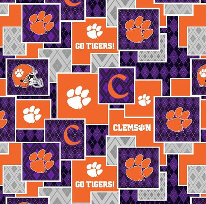 Clemson University Tigers Fabric – Officially Licensed Clemson University Cotton Quilting Fabric by Sykel Enterprises, Precut Yardage for Sewing & Crafts Argyle